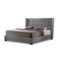 Baxton Studio Favela Gray Linen Modern Bed with Upholstered Headboard - King Size 101-4975